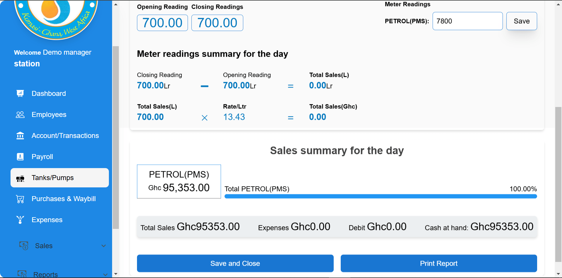 Fuel station management system